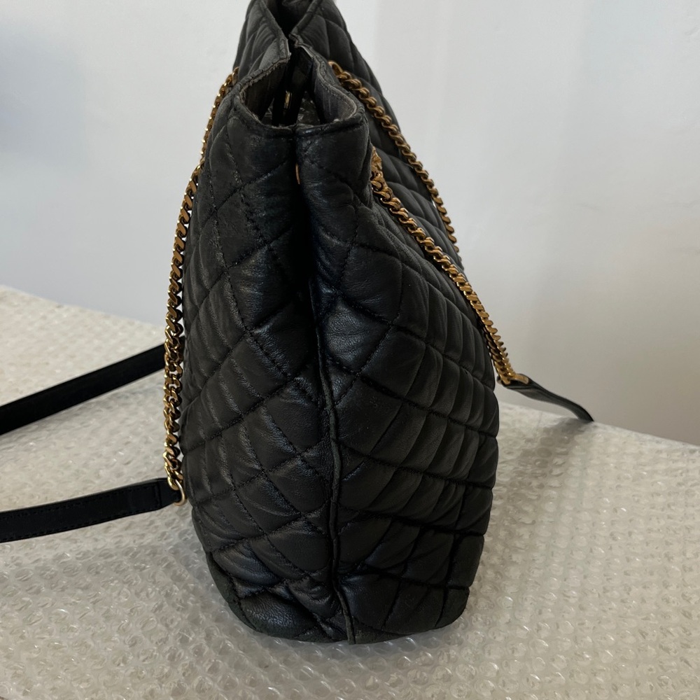 Versace Black Quilted Leather Medusa Shoulder Bag with Gold Chain Straps - Picture 3 of 12